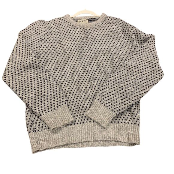 American Eagle Vintage Womens Gray Blue Birdseye Wool Blend Crew Neck Sweater L - Picture 5 of 6